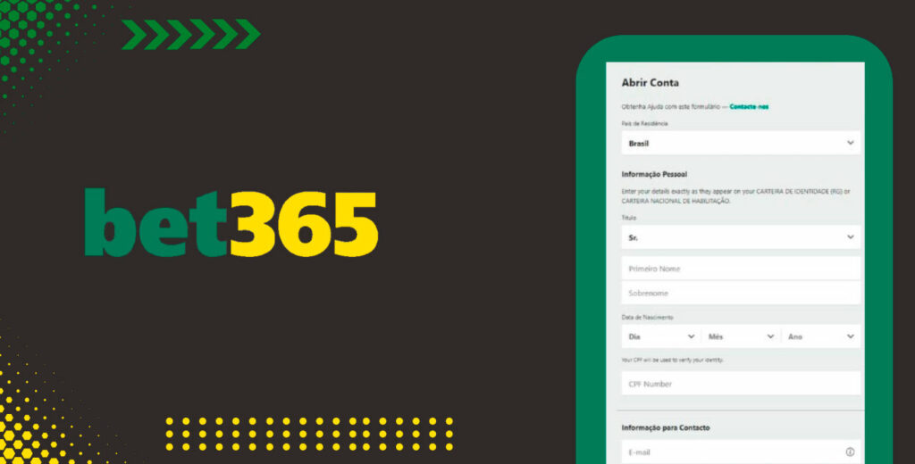 Crie uma conta no seu dispositivo móvel Bet365
